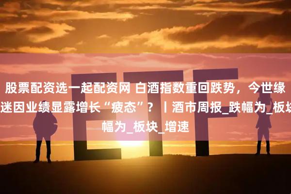 股票配资选一起配资网 白酒指数重回跌势，今世缘股价低迷因业绩显露增长“疲态”？丨酒市周报_跌幅为_板块_增速